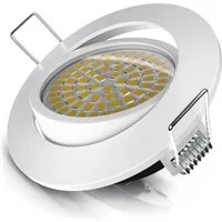 Brandson LED Einbaustrahler Deckenspot schwenkbar, Ultra Flach, Warmweiß 3000K, 5W, 320 Lumen, Dimmfunktion, Schwenkmechanismus (30° vertikal), LED fest integriert, warmweiß, Slim Einbauleuchte, Einbauspot Edelstahl Optik, Alu Deckenstrahler