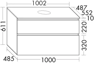 Burgbad Waschtischunterschrank Lin20 Melamin 611x1002x552 Eiche Dekor Rost, WXOD100F5359 WXOD100F5359