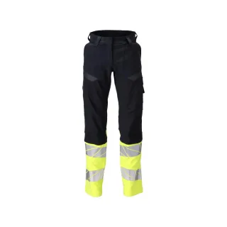 MASCOT Damen Hose mit Knietaschen ACCELERATE MULTISAFE Schwarzblau / Hi-vis Gelb 44 - 21178-284-01017-76C44