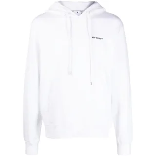 Off-White Diag Wave Outline Weißer Kapuzenpullover