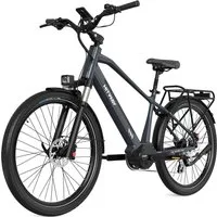 HITWAY E-Bike Cityrad Pedelec 26 Zoll Elektrofahrrad bis zu 80-120km Reichweite mit StVZO, 7 Gang shimano shimano Schaltwerk, Kettenschaltung, Mittelmotor, 374,4 Wh, 25km/h mit Drehmomentsensor für Erwachsene mit APP GPS 4G