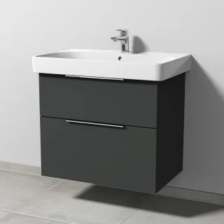 Sanipa 3way Waschtischunterbau zu Geberit Smyle Square Waschtisch mit 2 Auszügen, Graphit-Matt UP6721B