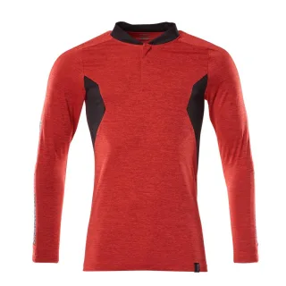 MASCOT Herren Polo-Shirt, Langarm ACCELERATE Verkehrsrot meliert / Schwarz M - 18081-810-20209-M