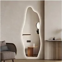 WDWRITTI Ganzkörperspiegel Led 165x60 165x50 150x50cm Spiegel Wandspiegel mit Beleuchtung (Flurspiegel Rund Bogen modern, Flur, Garderobe, Wohnzimmer, für Schlafzimmer, Hotel), 3Lichtfarben, Dimmbar, Speicherfunktion