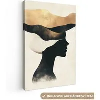 OneMillionCanvasses® Leinwandbild Frau - Wellen - Schwarz, Fotodruck (1 St), Leinwand Canvas Wandbild, Wanddekoration 20x30 cm