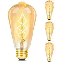 ZMH LED-Leuchtmittel LED Edison Glühbirne E27 Vintage Glühlampe Dekorativ ST64 Antike Bulb, E27, 3 St., Warmweiß, transparente/Bernsteinglas Vintage Tropfenmuster Glühbirne