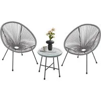 Juskys Balkonset Ostana, (3-tlg), 2 Sessel plus Tisch, witterungsbeständig, stabil