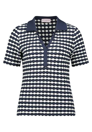 betty barclay - so cosy - - Poloshirt Dunkelblau/Weiß - Gr. - 42