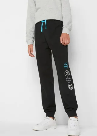 bonprix Jogginghose aus Baumwoll-Mix, Regular Fit, mit Smiley Motiv