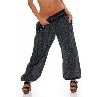 malito more than fashion Haremshose malito Damen Pumphose mit Orient Print, leichte Stoffhose, Freizeith Aladinhose im Orient Print mit elastischem Bund Einheitsgröße