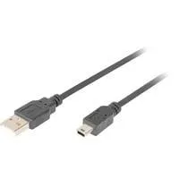 USB 2.0 Kabel, USB-A Stecker > mini USB Stecker schwarz, 1,8 Meter