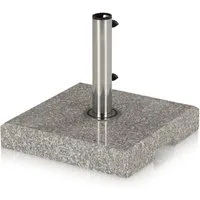 KHG Betonschirmständer Sonnenschirmständer aus Granit grau quadratisch, 4 tlg., mit Einsätzen für alle gängigen Schirmgrößen 26 - 33 - 38 mm
