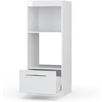 Vicco Mikrowellenumbauschrank Fame-Line, Weiß Hochglanz/Weiß, 60 cm offen (1-St)
