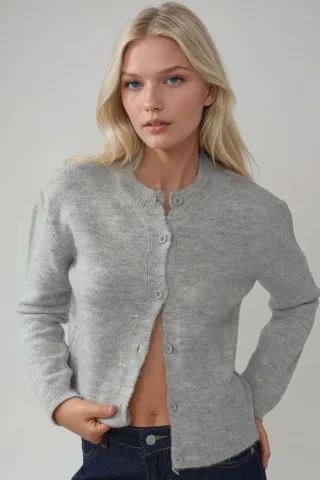 Crew Neck Strickwaren Weicher Touch Cardigan