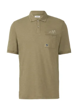 s.Oliver Red Label - Flammgarn-Poloshirt mit Brusttasche und Stickerei grün - Gr. - XL