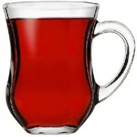 Pasabahce Teeglas Dem Glas, 6 Stück (140 cc) Teegläser mit Henkel & Griff Cay Bardagi, 6-tlg.