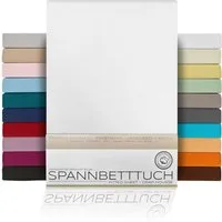 Beautex Spannbettlaken Spannbetttuch Bettlaken aus gekämmter Baumwolle Premium Jersey 160g/m², Jersey, Gummizug: rundum, (1 Stück)