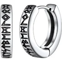 RAIKOU Lederband Männer Kette / Ohring mit Runen Anhänger Edelstahl Mobius Rund, Wikinger Schmuck