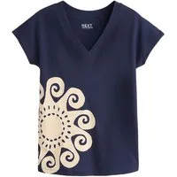 Next T-Shirt T-Shirt mit V-Ausschnitt und angesetzten Ärmeln (1-tlg)