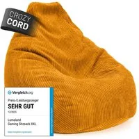 Lumaland Sitzsack Gaming-Sitzsack Cord 350l senfgelb, supersofte Füllung EPS-Perlen