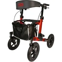 Antar Rollator Outdoor Aluminium Rollator mit Luftbereifung zusammenklappbar, Getränkehalter und Gehstockhalter mit Klicksystem