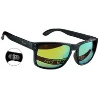 Rennec Sonnenbrille (Carbon Look Sonnenbrille für Herren Rechteckig Polarisiert Türkis Verspiegelt) Markenbrille Motorsport Design stabile 3in2 Bügelgelenken Markenlogo