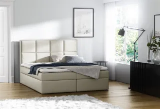 Boxspringbett Bett MEDIANO Kunstleder Creme 160x200cm inkl.Bettkasten