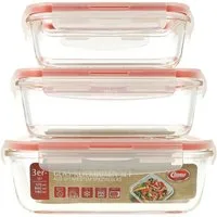 CLAUSS Vorratsglas Glas-Klickboxen 3er-Set BPA-frei Frischhaltedose Mikrowelle Backofen, (Set, 3-tlg., Glasbehälter in 3 Größen)