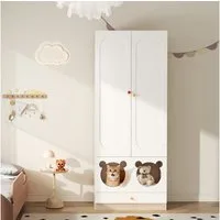Flieks Kleiderschrank (1-St) Kleiderschrank mit Kleiderstange und Haustierbett 80x50x200cm
