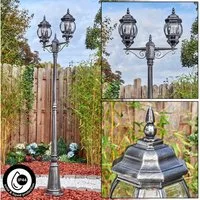 hofstein Pollerleuchte Außenwegeleuchte aus Metall in Schwarz/Silberfarben/Klar, ohne Leuchtmittel, Wegeleuchte im Vintage/Antik/Landhaus-Design, 216 cm, 2 x E27, IP44