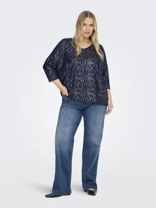ONLY CARMAKOMA - CARFOILA 3/4 V-NECK TOP JRS - Gr. - 54