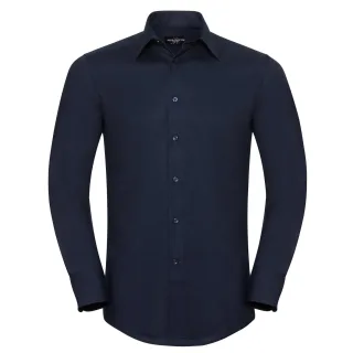 Russell Collection - Hemd Pflegeleicht für Herren Langärmlig (Leuchtend Navy-Blau)