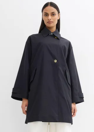 bonprix Trenchcoat in A-Linie, schwarz, Gr.44, Kurzer weiter einreihiger Trenchcoat mit Raglanärmeln und verdeckter Knopfleiste sowie geknöpften Riegeln an den Ärmelenden.