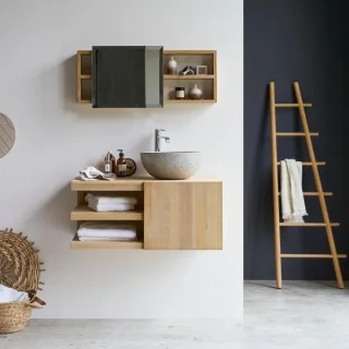 Waschbeckenschrank aus Teakholz 90 Typo