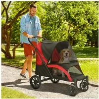 PawHut Hundebuggy Hundewagen klappbar mit Kissen Buggy, (Katzenwagen, 1-tlg), für mittelgroße Hunde & Katzen bis 25 kg, Schwarz