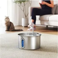 PawHut Trinkbrunnen mit leiser Pumpe, LED, Aktivkohlefilter, Wasserstandsfenster 2.5 l, Leicht zu Reinigen, für Katzen Hunde