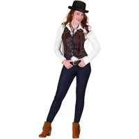 thetru Cowboy-Kostüm Countrysängerin Weste - Fasching Karneval Kostüm, Kunstlederweste für Saloon und Country