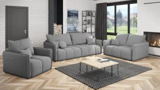 Sofaset Designersofa MORGANO 3-2-1 Stoff Abriamo Silbergrau
