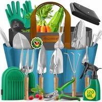 KESSER Gartenpflege-Set Gartenwerkzeug Set 10-teilig Gartengeräte mit ergonomischen Holzgriff, Handschaufel, Handgabel, Unkrautstecher, Handkelle, Handharke & Schere