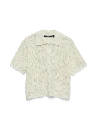 VERO MODA - VMMYSTIC BEACH 2/4 POLONECK CARDIGAN Birch - Gr. - M