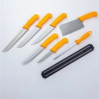HOOZ Messer-Set Fleischermesser Set 8-teilig Profi Messer mit Magnetleiste & Wetzstahl (8-tlg), 8-teiliges Fleischermesser Set mit Wetzstahl und Magnetleiste