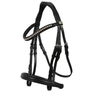 Hans Melzer Horse Equipment Hans Melzer Trense Valluhn schwarz/silber englisches Reithalfter ohne Sperrriemen VB/ COB (Vollblut)