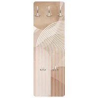 Bilderdepot24 Garderobenpaneel beige Aquarell Kunst Geometrische Formen - Regenbogenlandschaft (ausgefallenes Flur Wandpaneel mit Garderobenhaken Kleiderhaken hängend), moderne Wandgarderobe - Flurgarderobe im schmalen Hakenpaneel Design