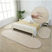 Bruno Banani Hochflor-Bettumrandung Dana Teppich, Kundenliebling, Höhe 30 mm, (3-tlg), unifarben, Mikrofaser, pflegeleicht, Bettvorleger, Schlafzimmer