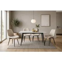 OTTO home Essgruppe Juniper, (Set, 5-tlg., 4 Stühle + 1 Esstisch), Tisch 140x80cm in Sinterstein-Keramikoptik mit 4 Stühlen, 360° drehbar
