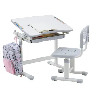 CARO-Möbel Kinderschreibtischset, Weiß, Grau, Holzwerkstoff, Metall, Mode, 65x54x47 cm, Arbeitszimmer, Schreibtische, Jugend- & Kinderschreibtische