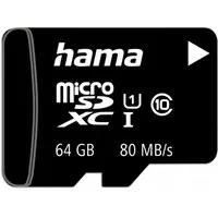 Hama microSD Karte, Memory Fast, + Adapter/Mobile, Class 10 UHS-I Speicherkarte (64 GB, UHS-I Class 10, 80 MB/s Lesegeschwindigkeit)