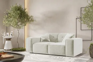 Sofa Designersofa CESINA 2-Sitzer in Stoff Perfect Harmony Cremeweiß