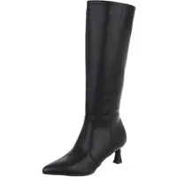 Ital-Design Elegante kniehohe Stiefel für Damen mit niedrigem Absatz Stiefel (90109858) Pfennig-/Stilettoabsatz Stiefel in Schwarz