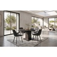 B&D home Essgruppe Essgruppe Wim & Tania, (Set, 5-tlg., 1 Tisch / 4 Stühle), Runder Esstisch ausziehbar bis 140cm, Stühle in Webstoff